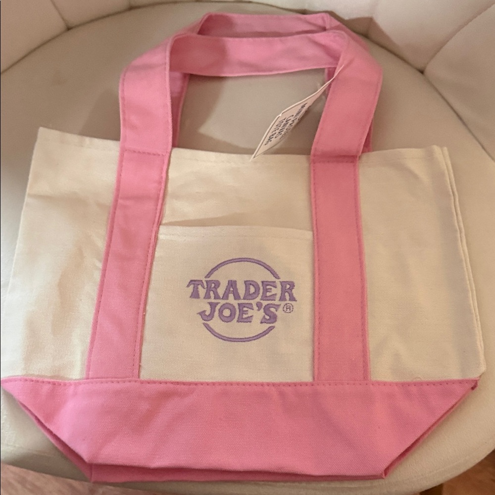 Pink & Cream Canvas Tote Bag